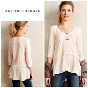 ANTHROPOLOGIE Meadow Rue Blush Pink Peplum Top M